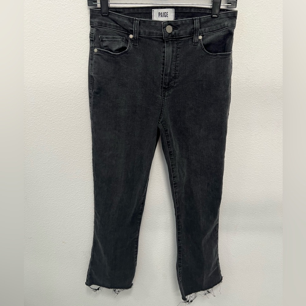 PAIGE Washed Black Cropped Ankle Jeans